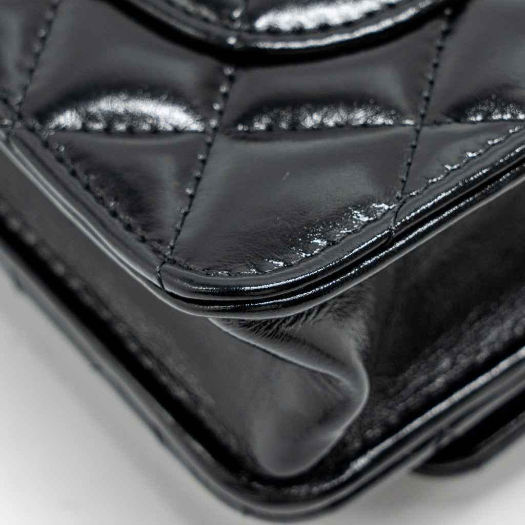 CHANEL 24A WALLET ON CHAIN SHINY CALFSKIN BLACK GHW (MICROCHIP)