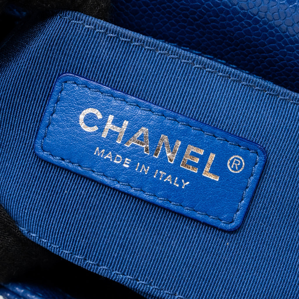 CHANEL SQUARE FLAP BAG CAVIAR BLUE WITH BLUE HARDWARE
