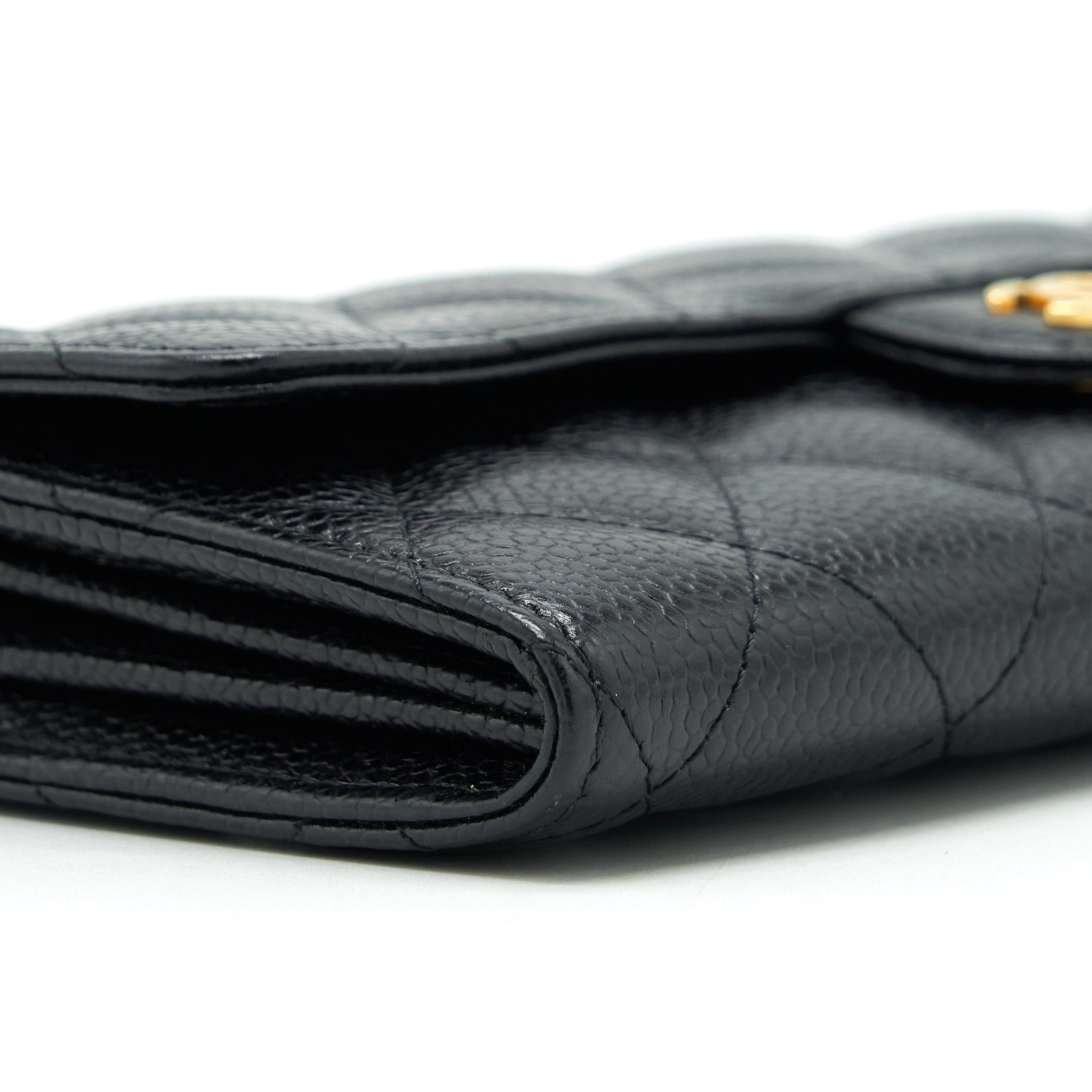 CHANEL CLASSIC FLAP LONG WALLET CAVIAR BLACK GHW