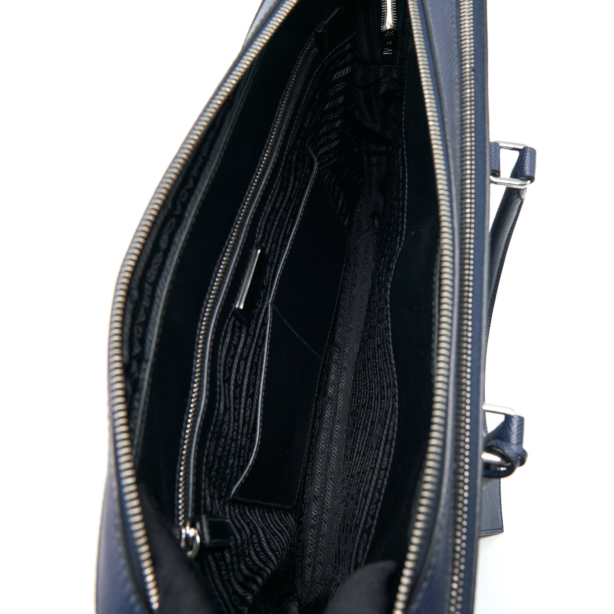 PRADA SAFFIANO BRIEFCASE NAVY SHW