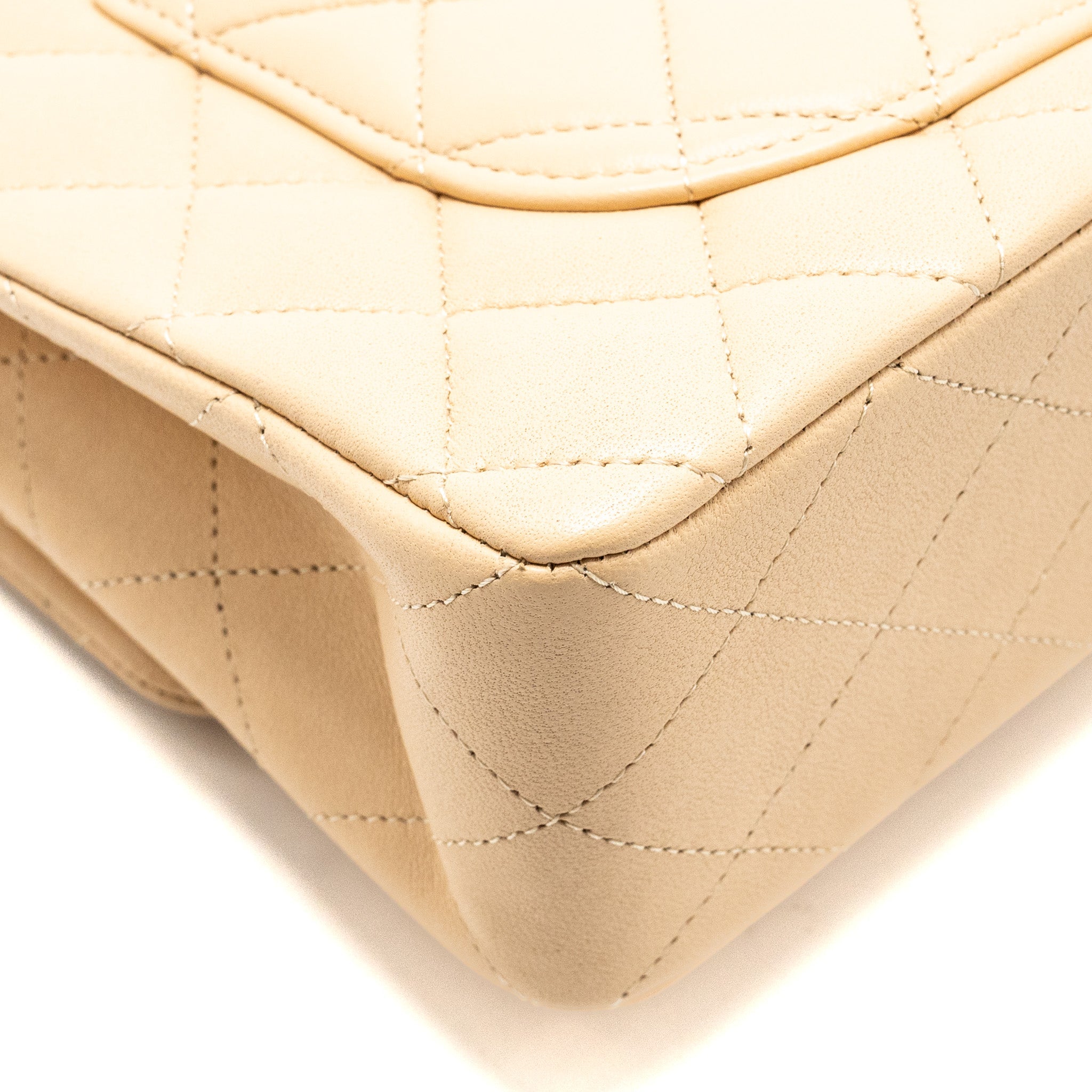 CHANEL SMALL CLASSIC DOUBLE FLAP BAG LAMBSKIN BEIGE SHW (MICROCHIP)