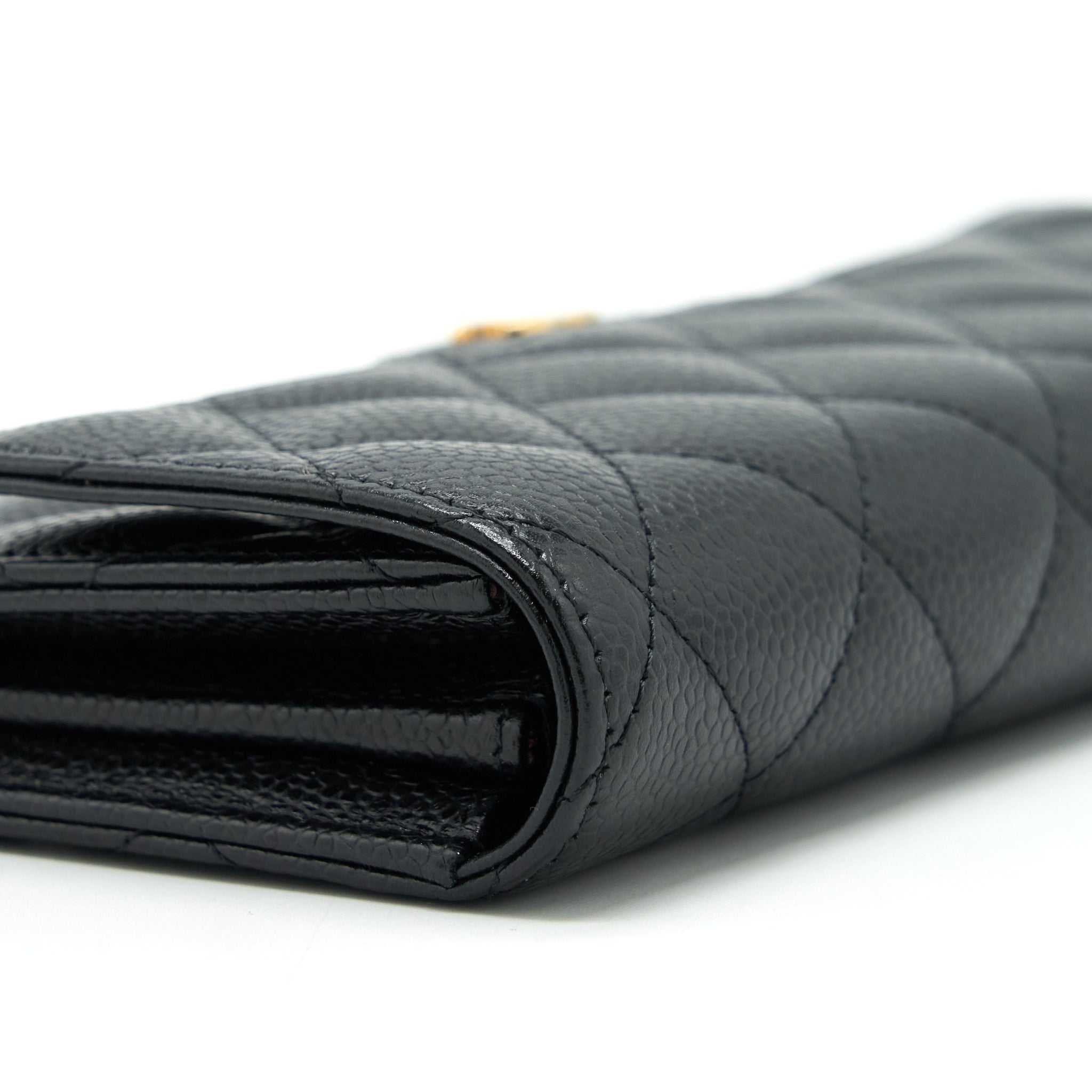 CHANEL CLASSIC FLAP LONG WALLET CAVIAR BLACK GHW