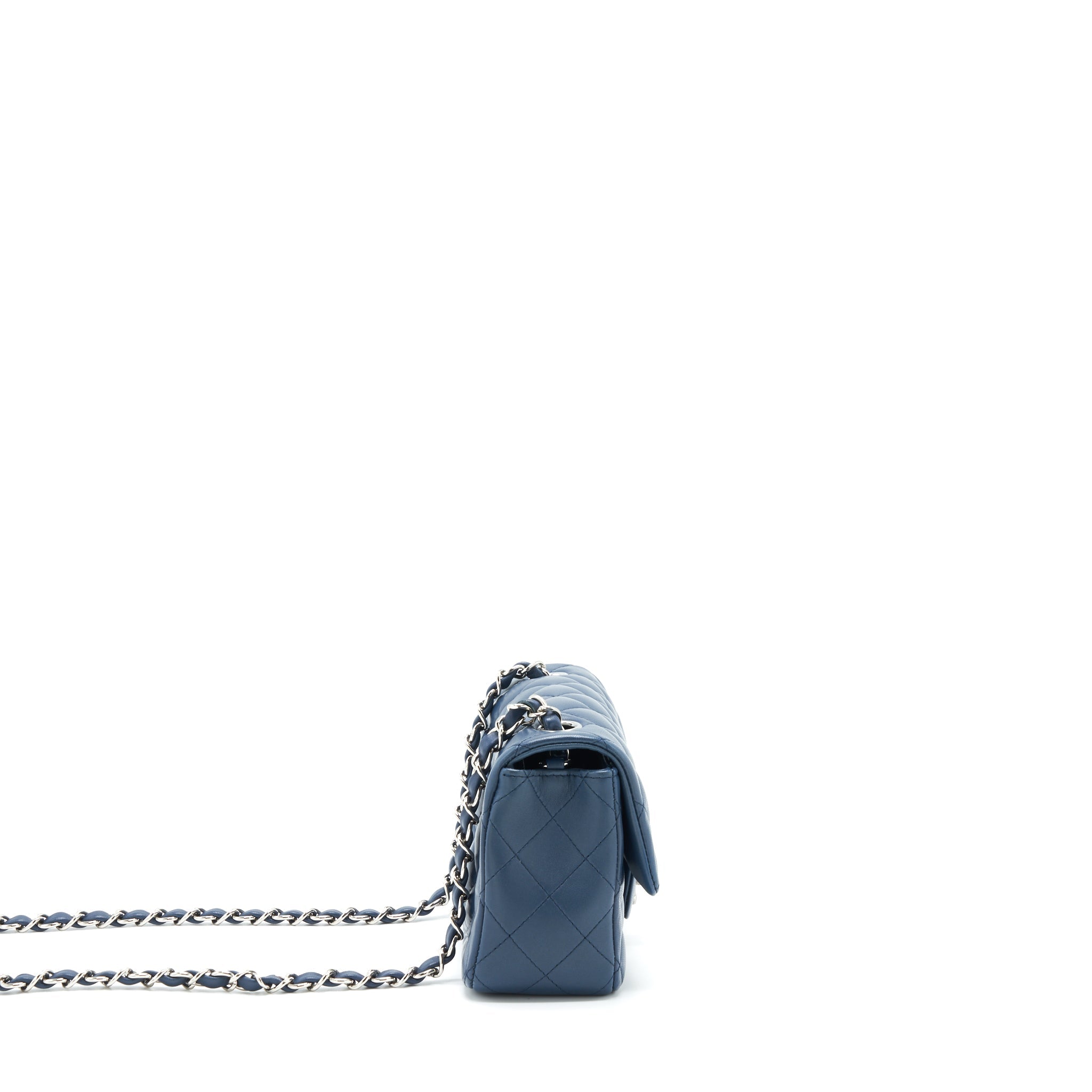 CHANEL MINI RECTANGULAR FLAP BAG LAMBSKIN BLUE SHW