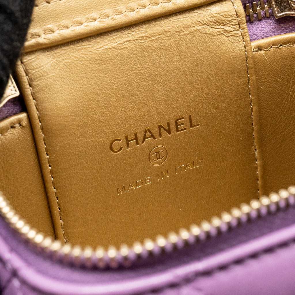 CHANEL PEARL CRUSH MINI VANITY WITH CHAIN LAMBSKIN PURPLE GHW