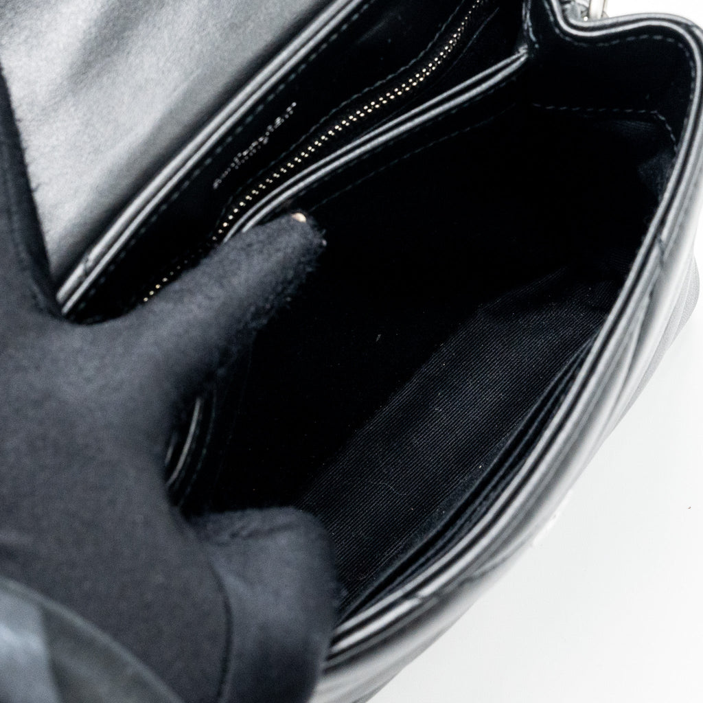SAINT LAURENT LOULOU TOY STRAP BAG CALFSKIN BLACK SHW