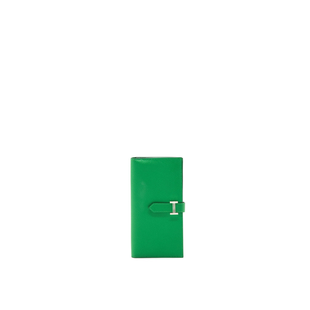 HERMES BEARN WALLET GREEN SHW EPSOM LEATHER