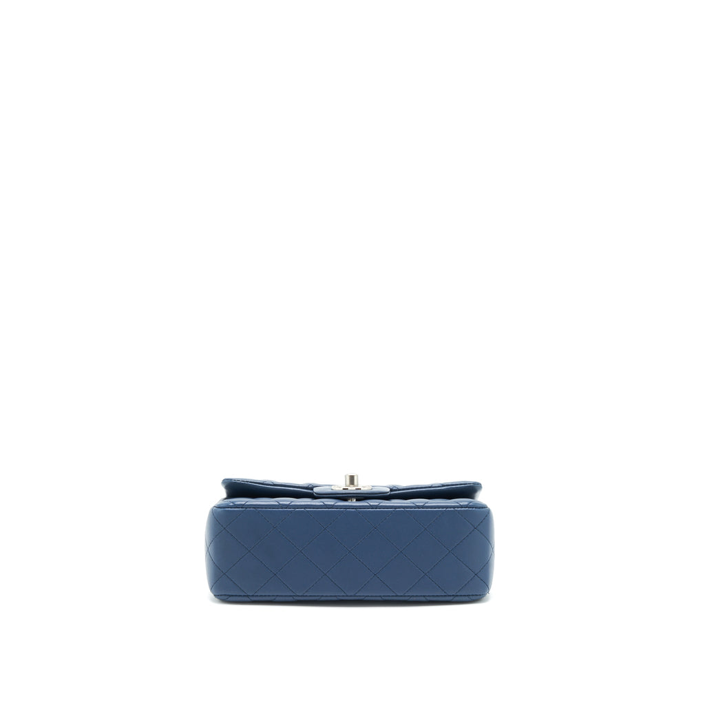 CHANEL MINI RECTANGULAR FLAP BAG LAMBSKIN BLUE SHW