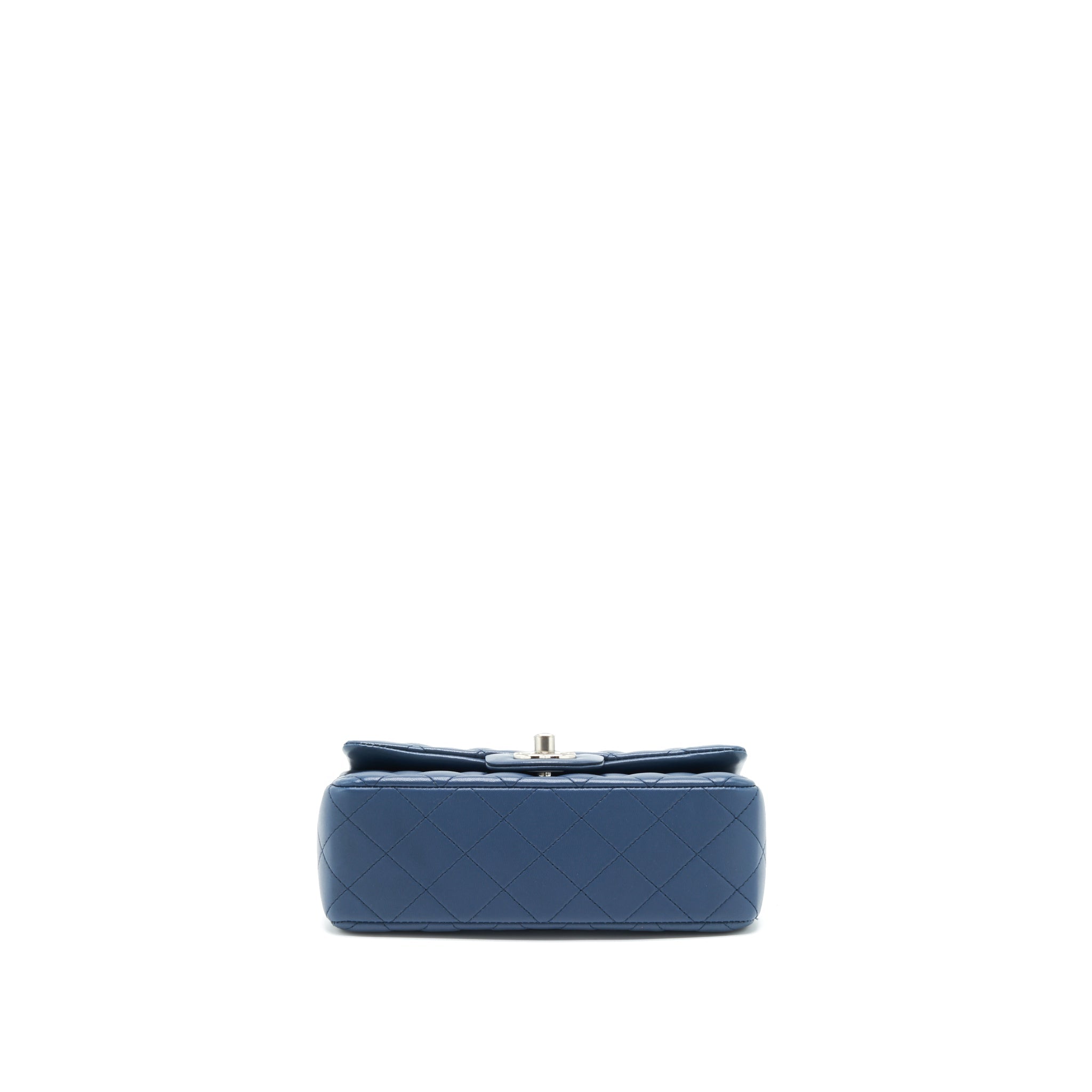 CHANEL MINI RECTANGULAR FLAP BAG LAMBSKIN BLUE SHW