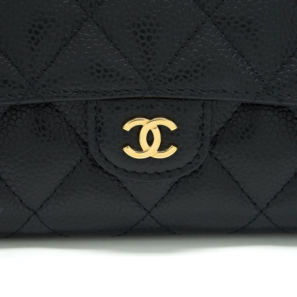 CHANEL CLASSIC FLAP LONG WALLET CAVIAR BLACK GHW