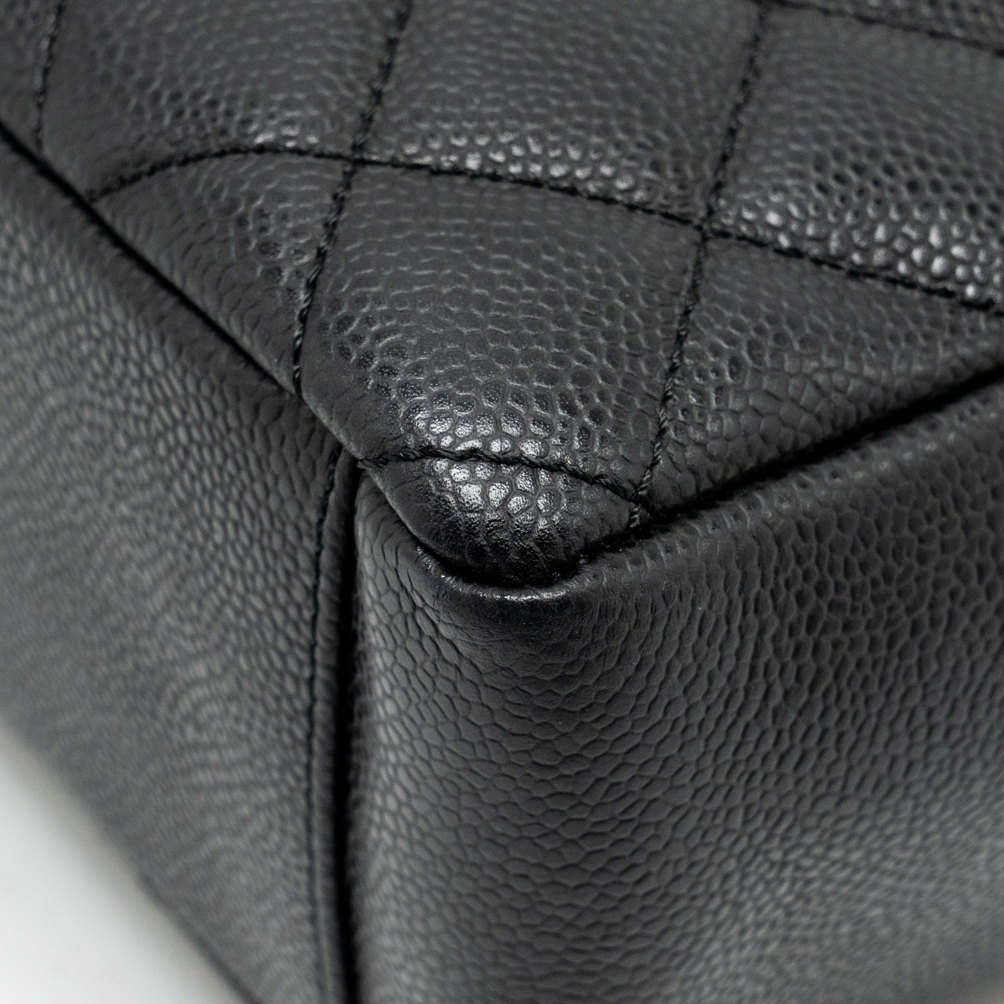CHANEL PETIT SHOPPING TOTE BAG CAVIAR BLACK GHW