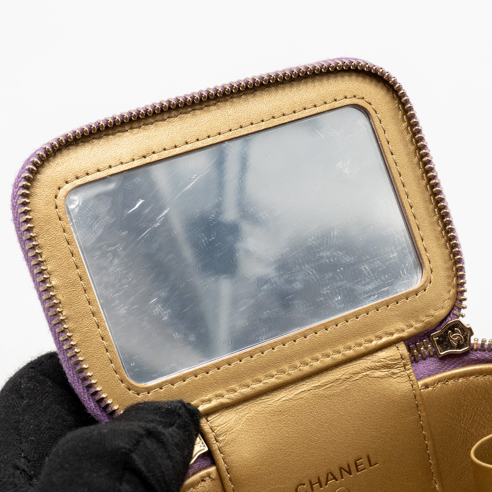 CHANEL PEARL CRUSH MINI VANITY WITH CHAIN LAMBSKIN PURPLE GHW