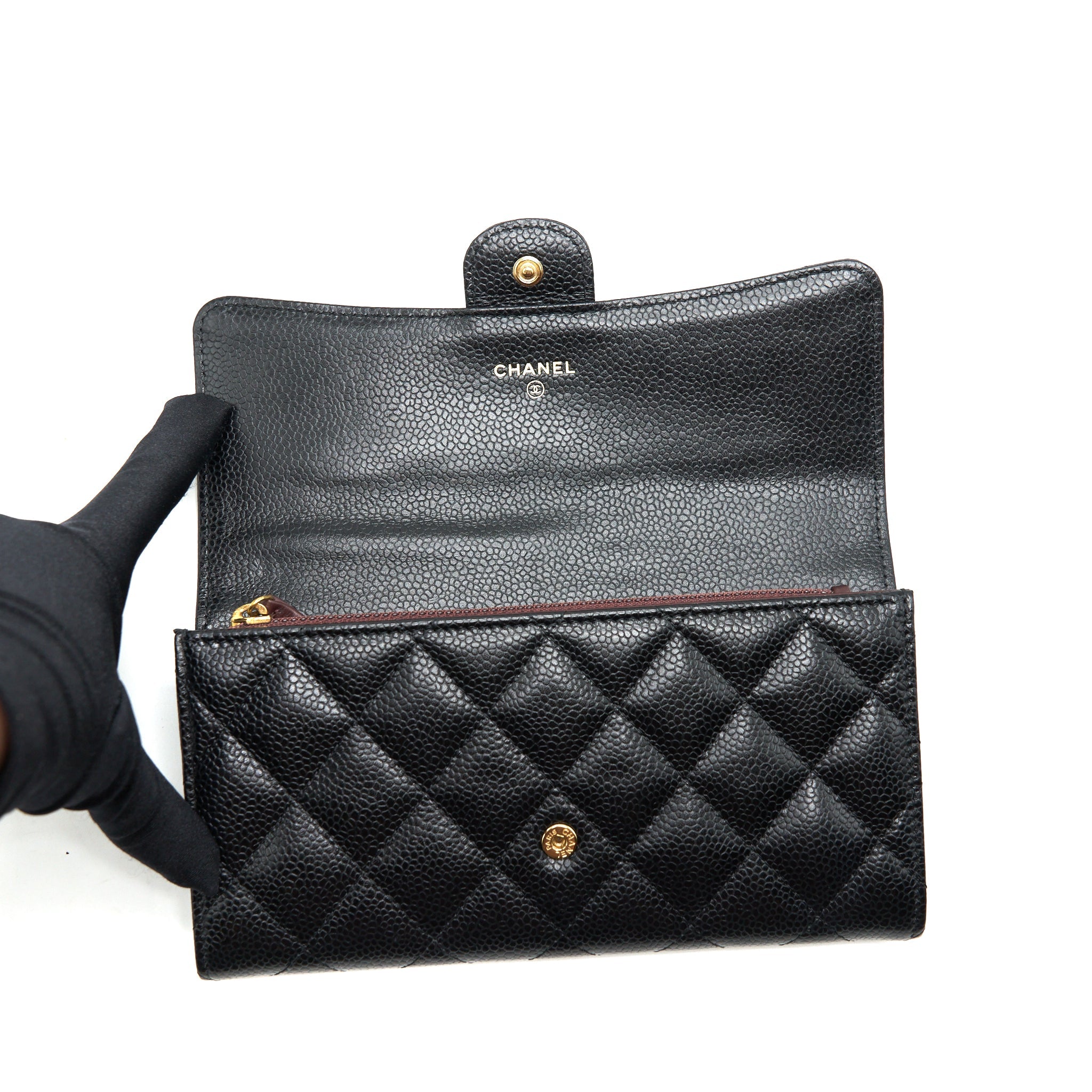CHANEL CLASSIC FLAP LONG WALLET CAVIAR BLACK GHW