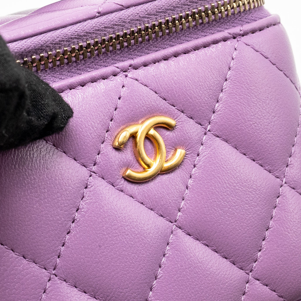 CHANEL PEARL CRUSH MINI VANITY WITH CHAIN LAMBSKIN PURPLE GHW