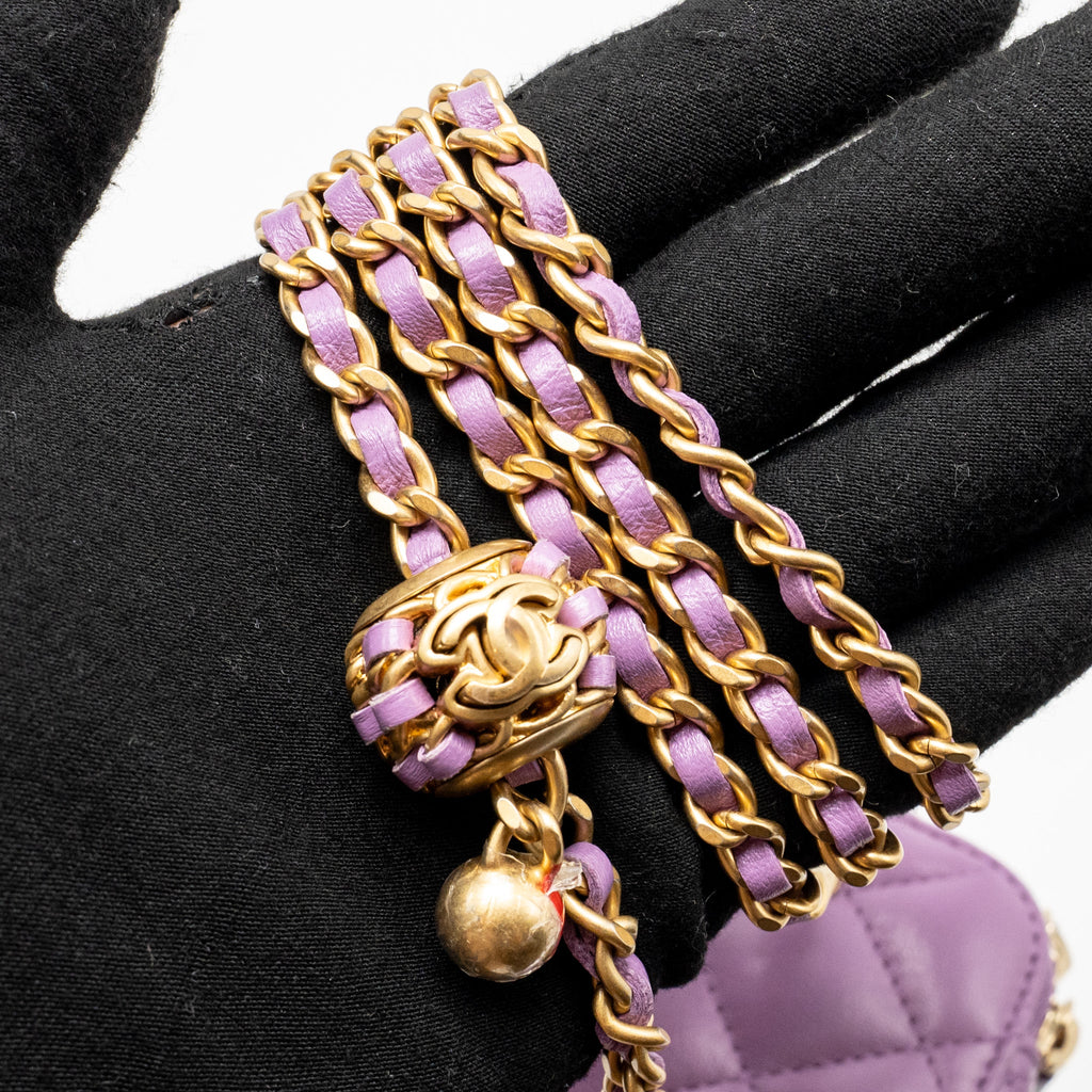 CHANEL PEARL CRUSH MINI VANITY WITH CHAIN LAMBSKIN PURPLE GHW