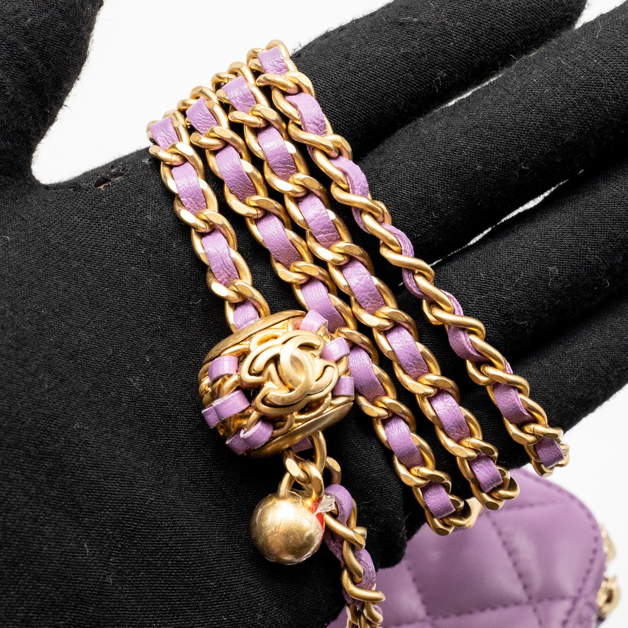 CHANEL PEARL CRUSH MINI VANITY WITH CHAIN LAMBSKIN PURPLE GHW