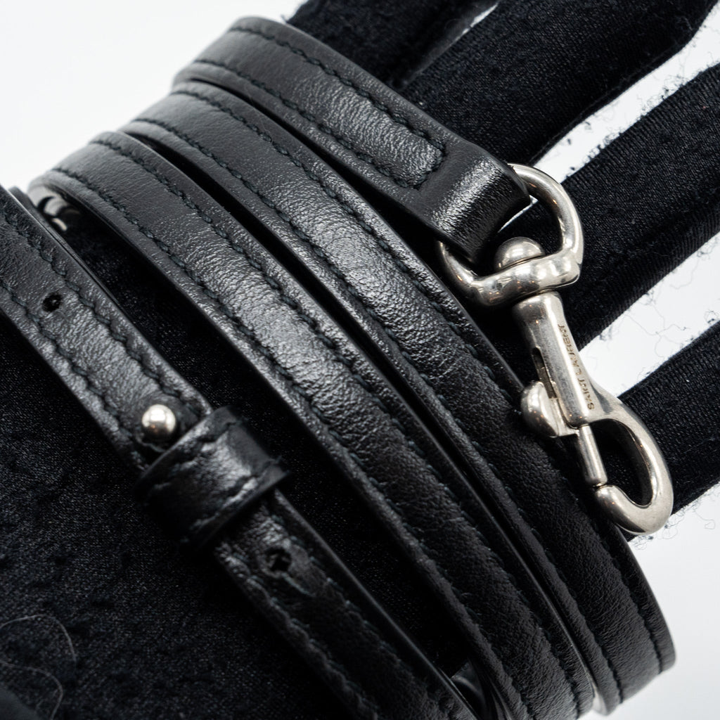 SAINT LAURENT LOULOU TOY STRAP BAG CALFSKIN BLACK SHW