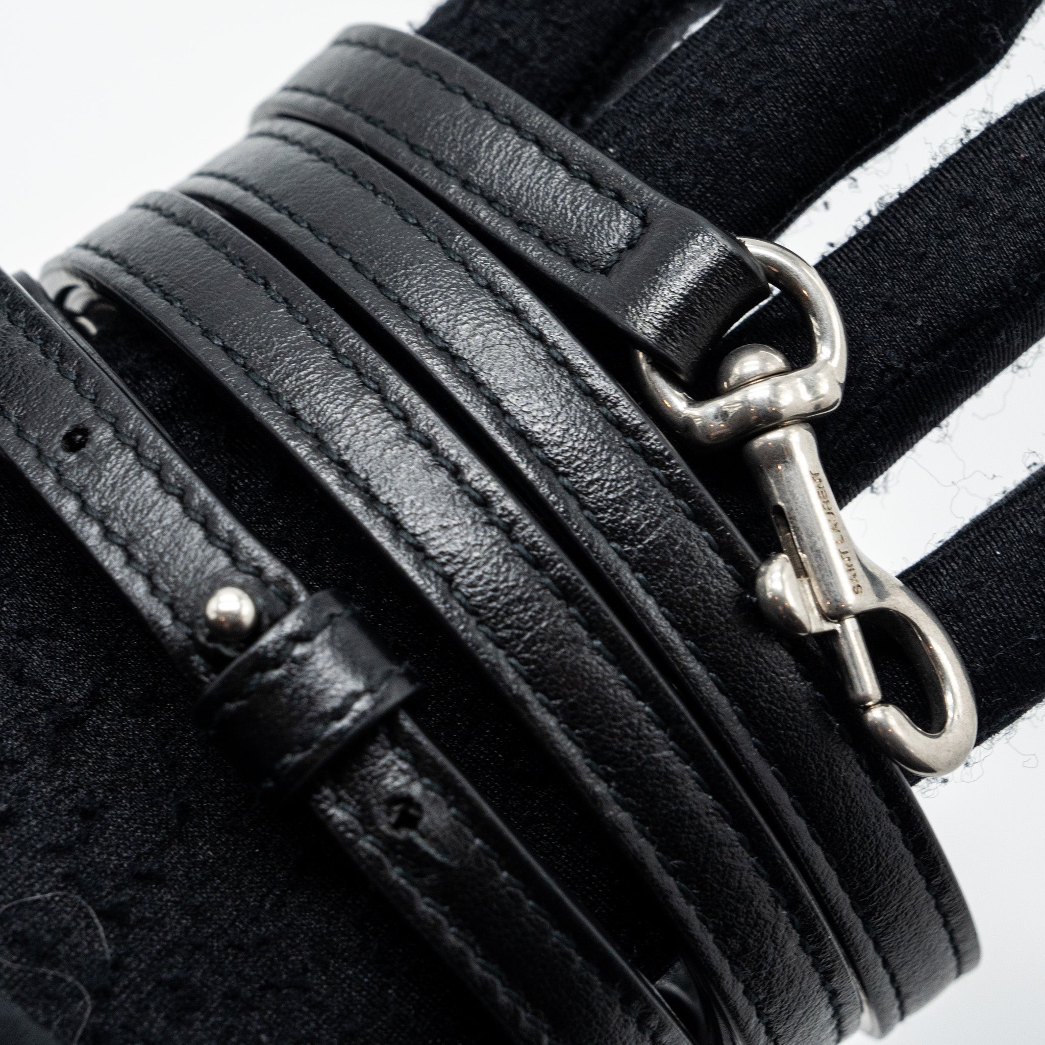 SAINT LAURENT LOULOU TOY STRAP BAG CALFSKIN BLACK SHW