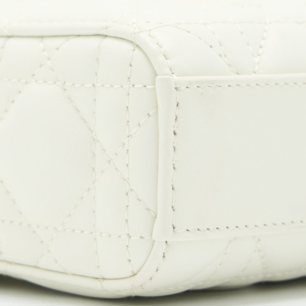 DIOR LADY D-JOY BAG LATTE CANNAGE LAMBSKIN WHITE LGHW