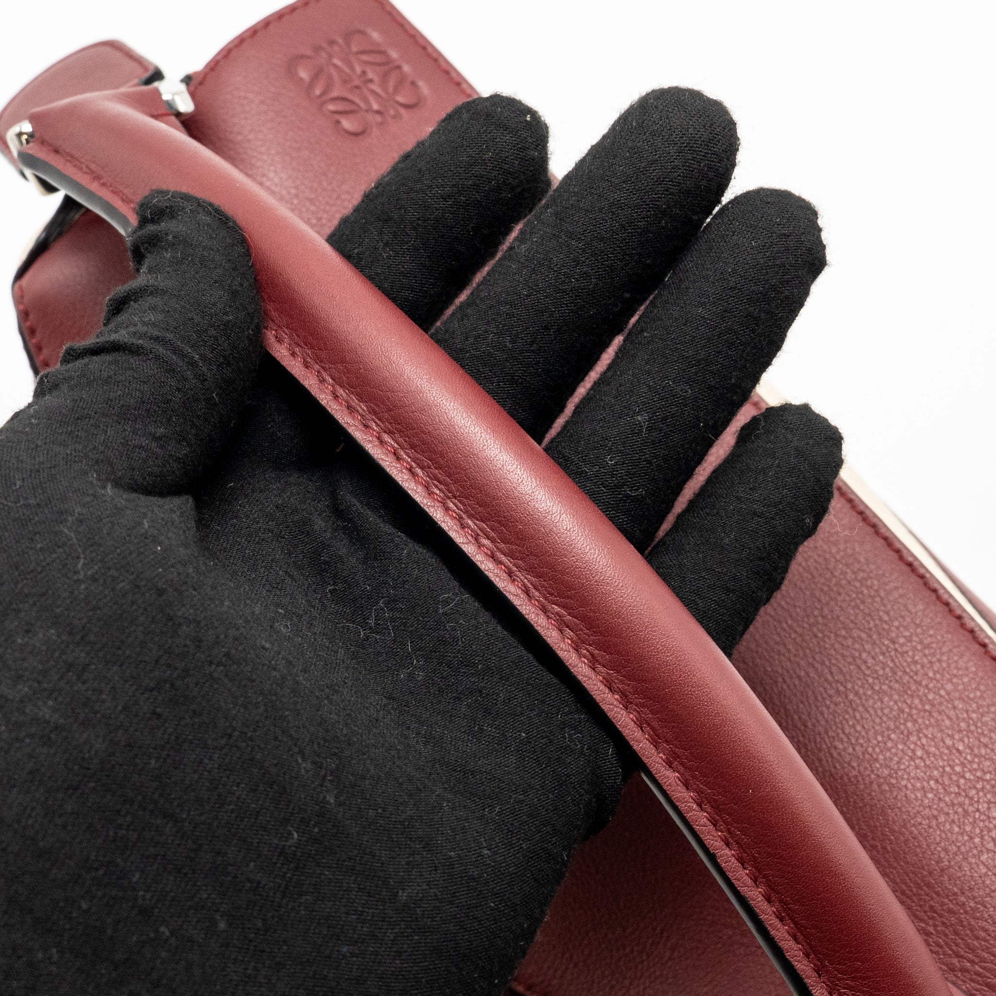 LOEWE SMALL PUZZLE BAG GRAINED CALFSKIN BURGUNDY / MULTICOLOUR SHW