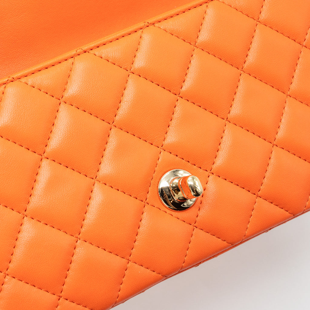 CHANEL MINI RECTANGULAR FLAP BAG LAMBSKIN ORANGE SHW
