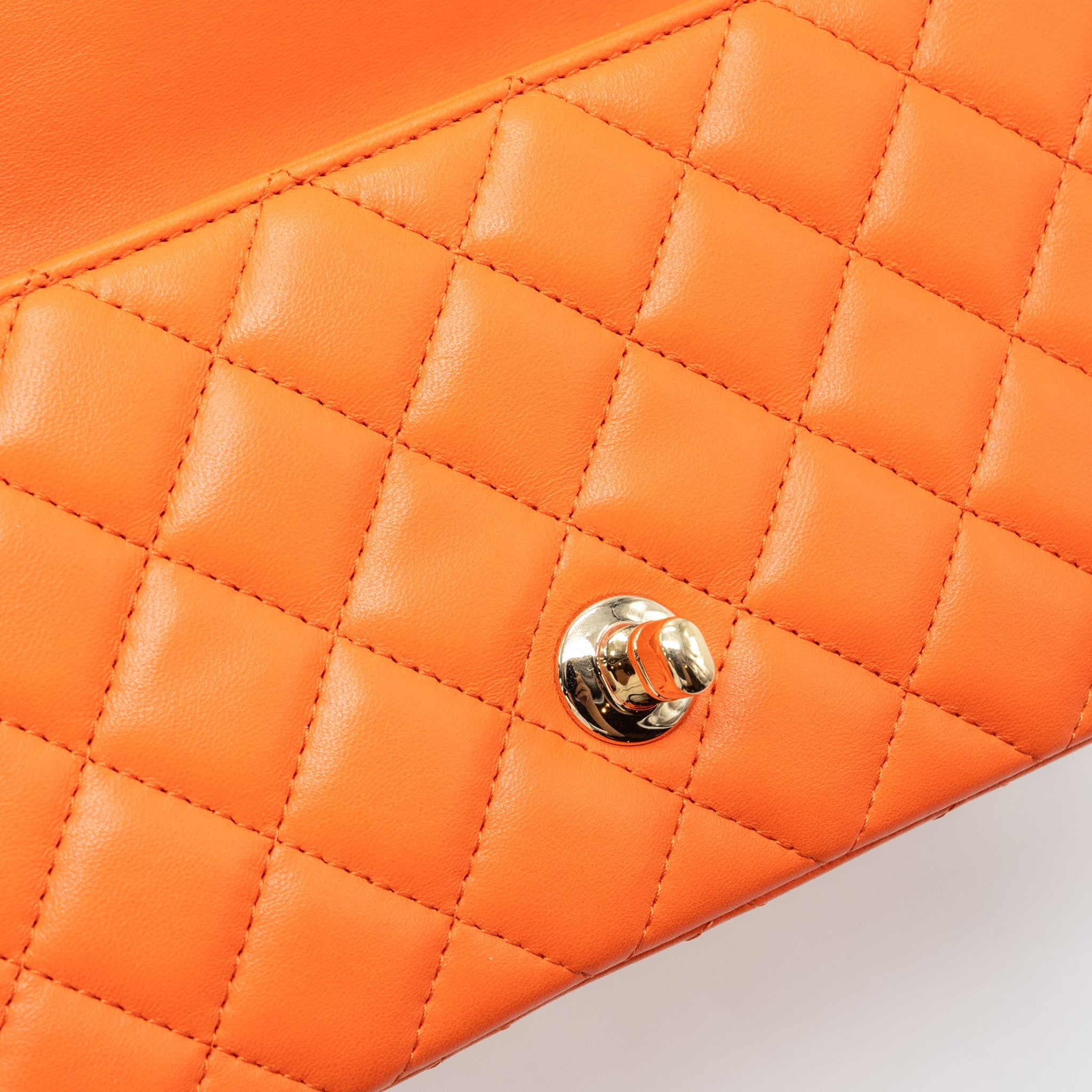 CHANEL MINI RECTANGULAR FLAP BAG LAMBSKIN ORANGE SHW