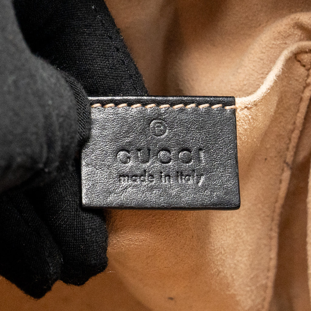 GUCCI GG MARMONT BUCKET BAG CALFSKIN BLACK GHW