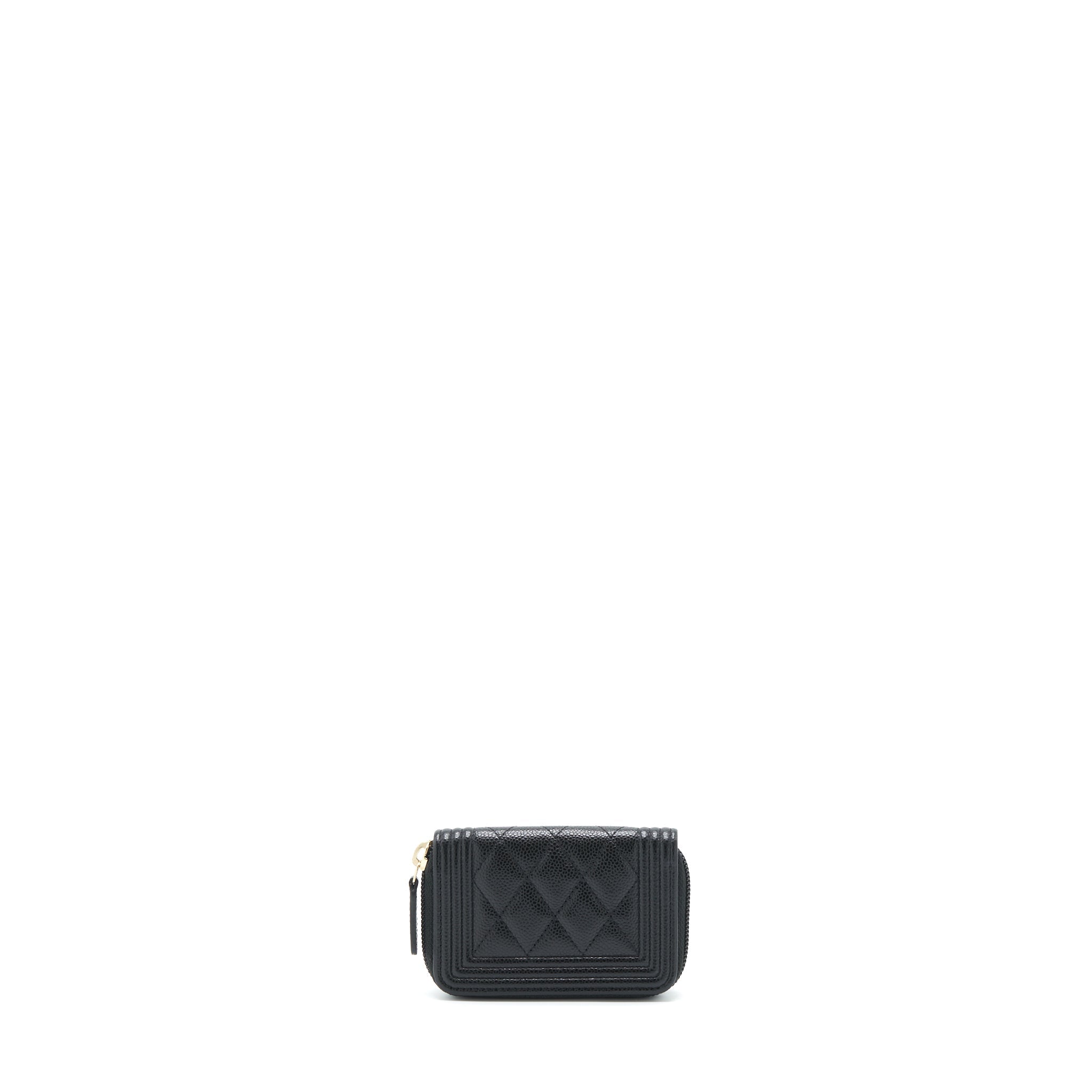 CHANEL CLASSIC BOY ZIP CARDHOLDER CAVIAR BLACK LGHW