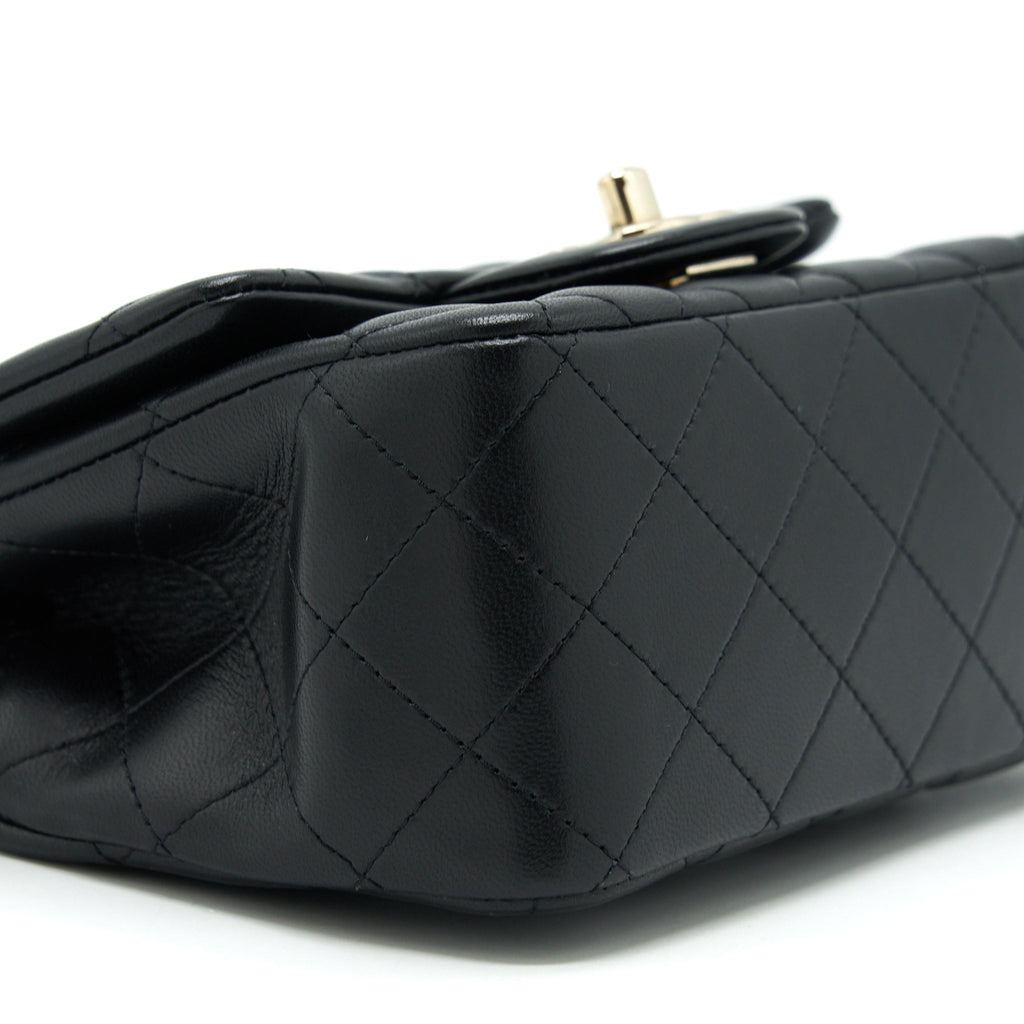 CHANEL MINI SQUARE FLAP BAG LAMBSKIN BLACK LGHW