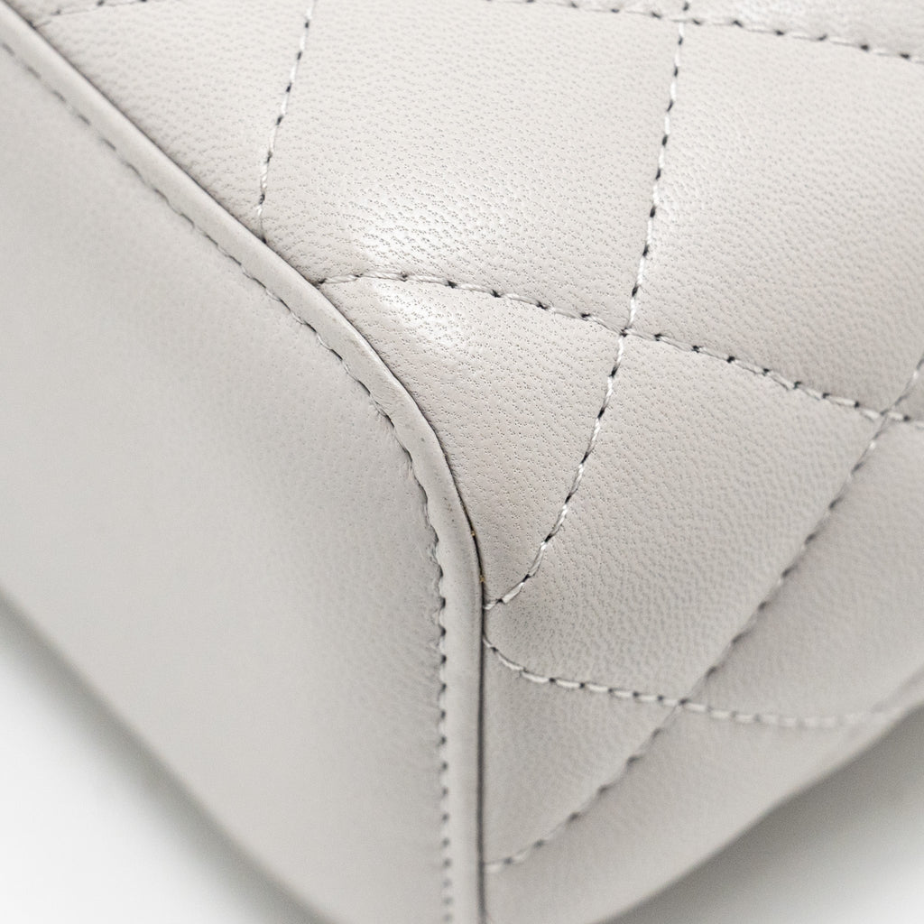 CHANEL TOP HANDLE MINI VANITY CASE LAMBSKIN LIGHT GREY GHW