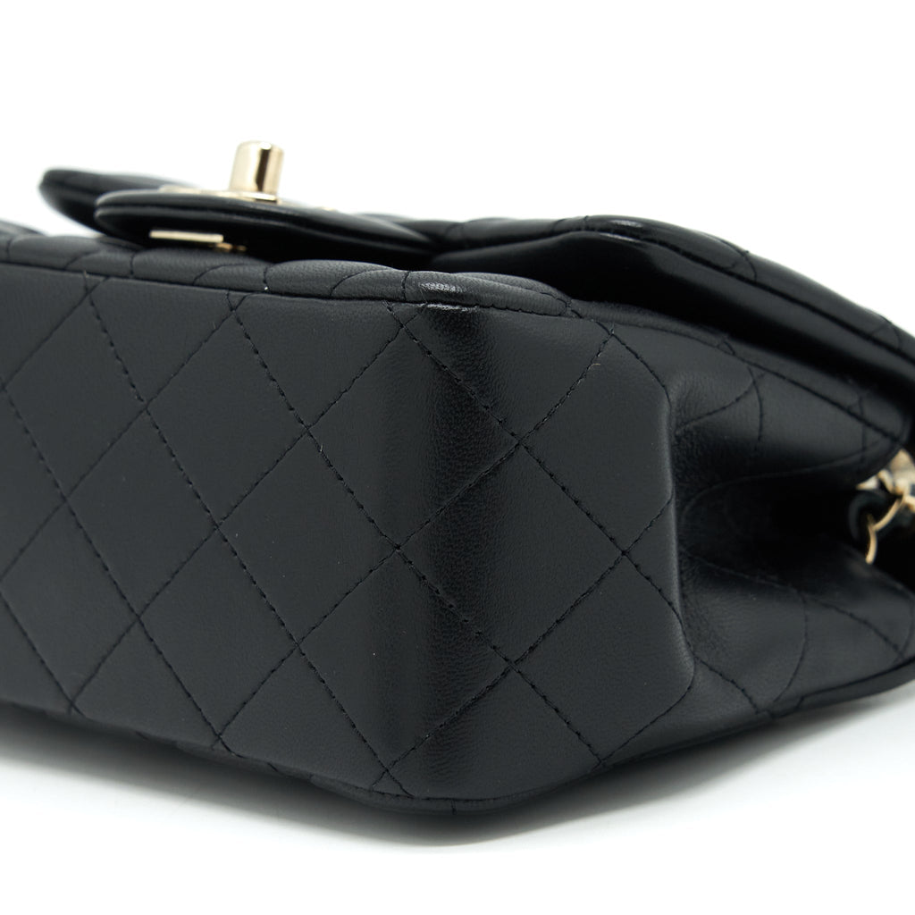 CHANEL MINI SQUARE FLAP BAG LAMBSKIN BLACK LGHW