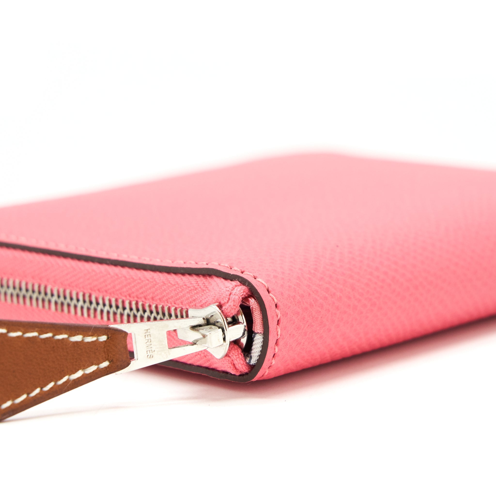 HERMES SILK COMPACT WALLET EPSOM ROSE AZALEE SHW
