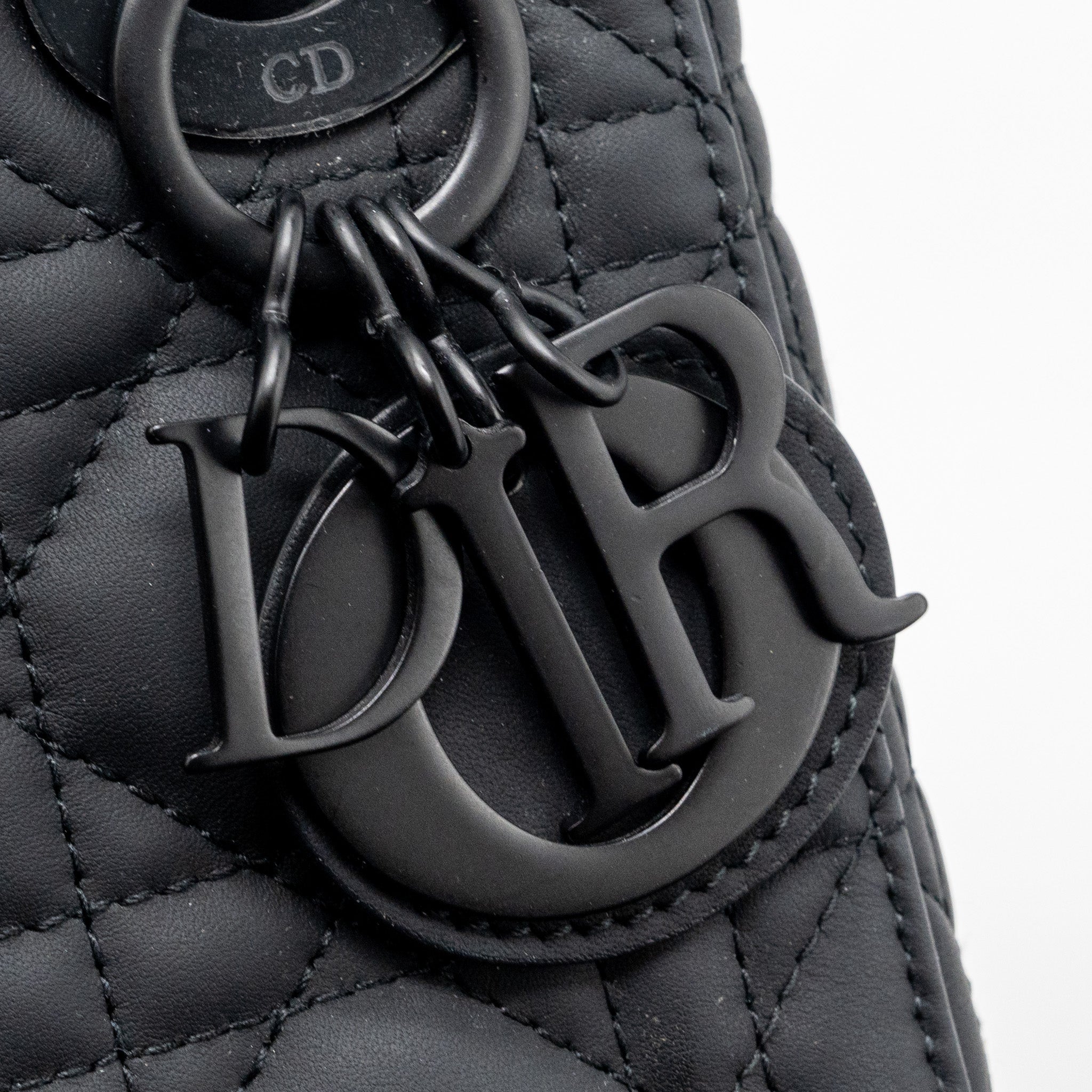 DIOR MINI LADY DIOR CANNAGE CALFSKIN BLACK WITH BLACK HARDWARE