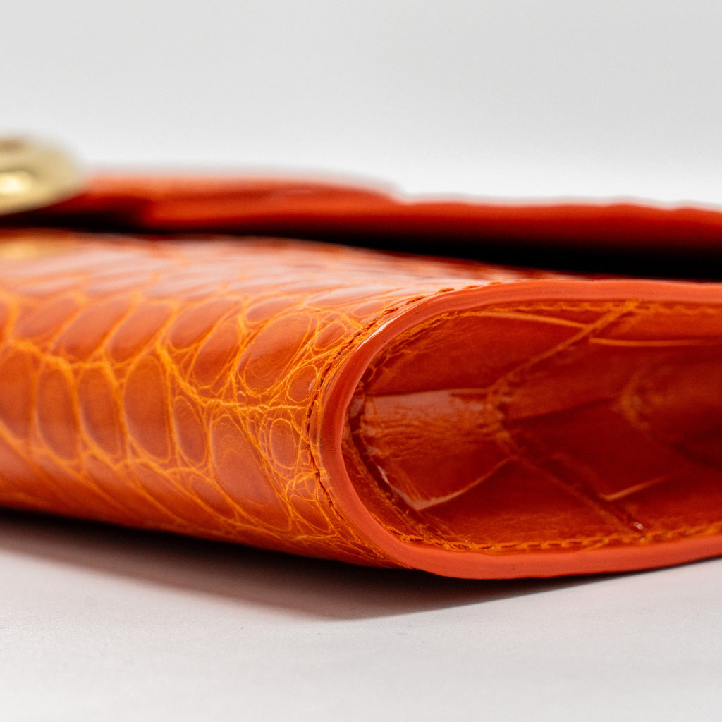 DELVAUX BRILLIANT POCHETTE ALLIGATOR PAPRIKA LGHW