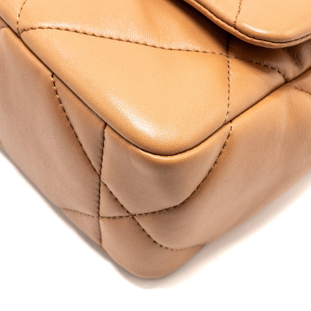 CHANEL SMALL 19 BAG LAMBSKIN CARAMEL MULTICOLOUR HARDWARE (MICROCHIP)