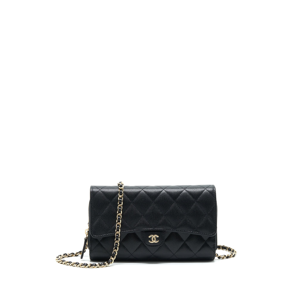 CHANEL 22C 3 IN 1 WALLET ON CHAIN CAVIAR BLACK LGHW