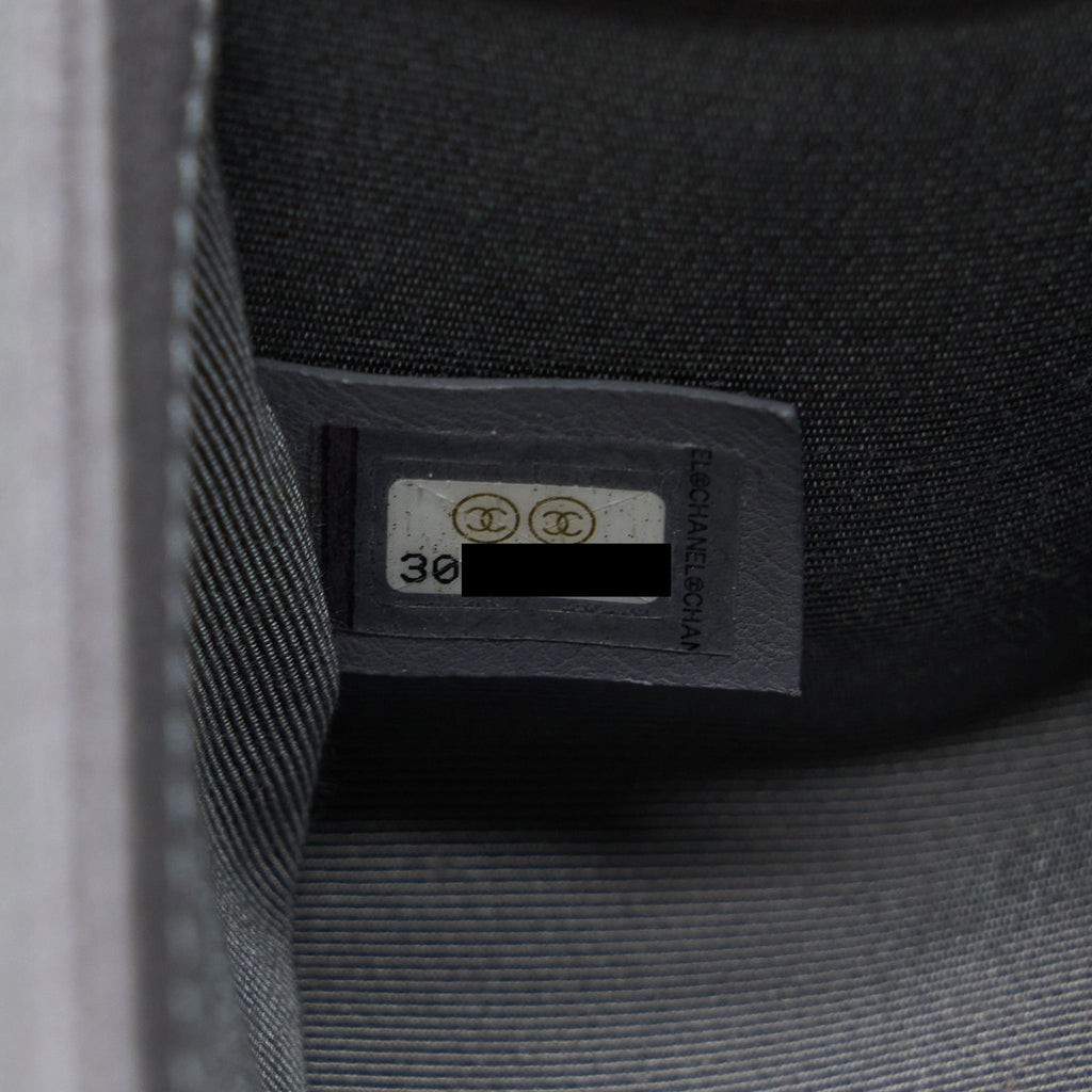 CHANEL SMALL BOY BAG CAVIAR GREY LGHW