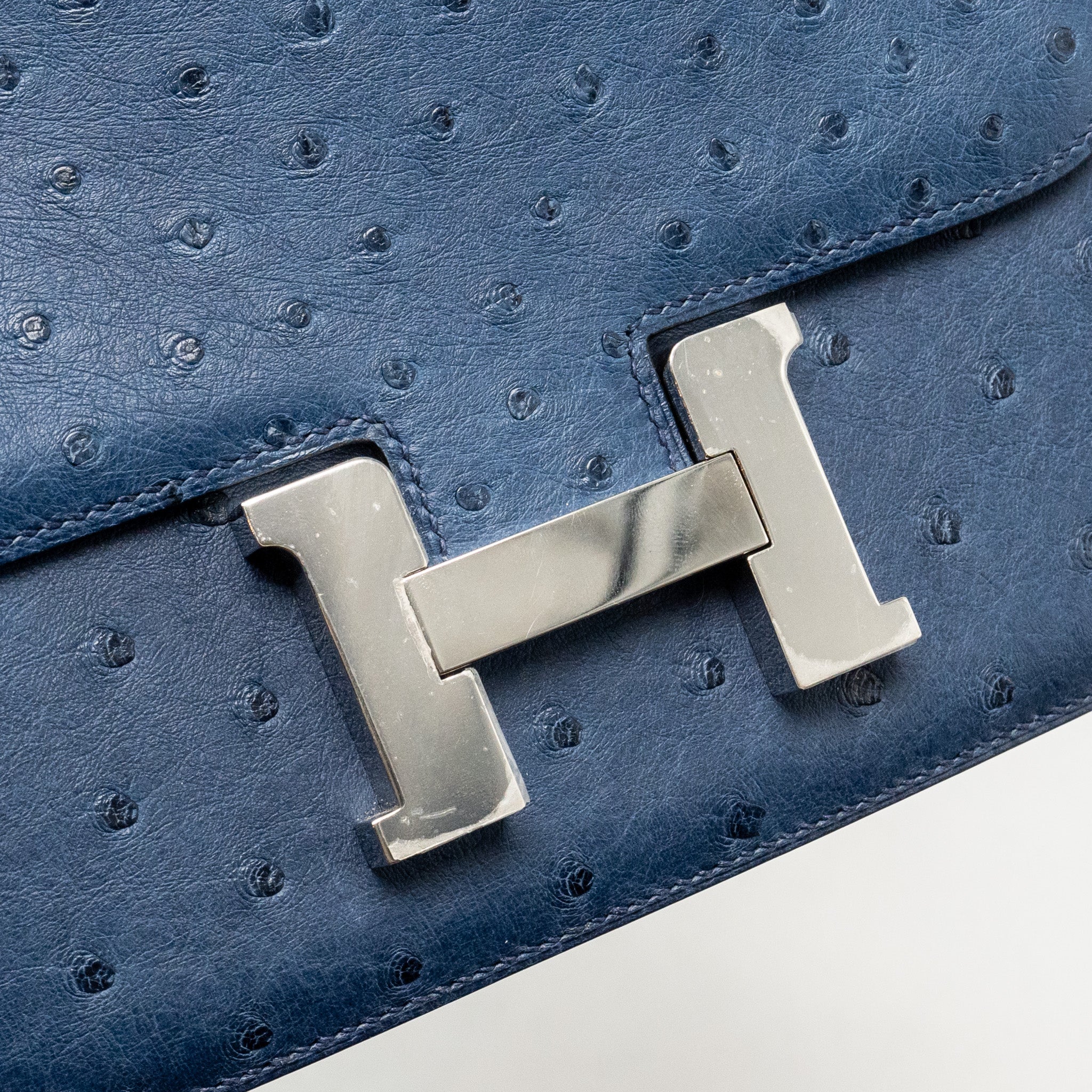 HERMES MINI CONSTANCE OSTRICH 7L BLEU DE MALTE SHW