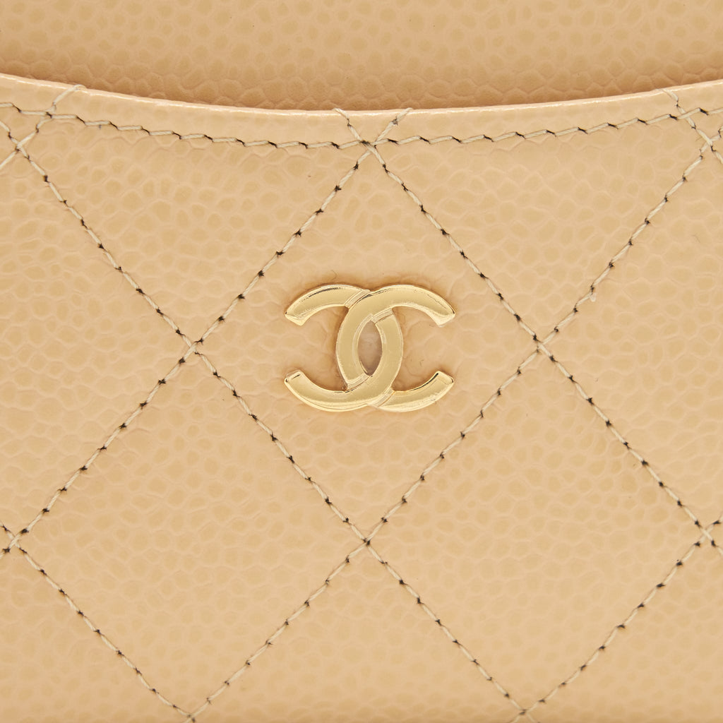 CHANEL CARD HOLDER CAVIAR BEIGE GHW
