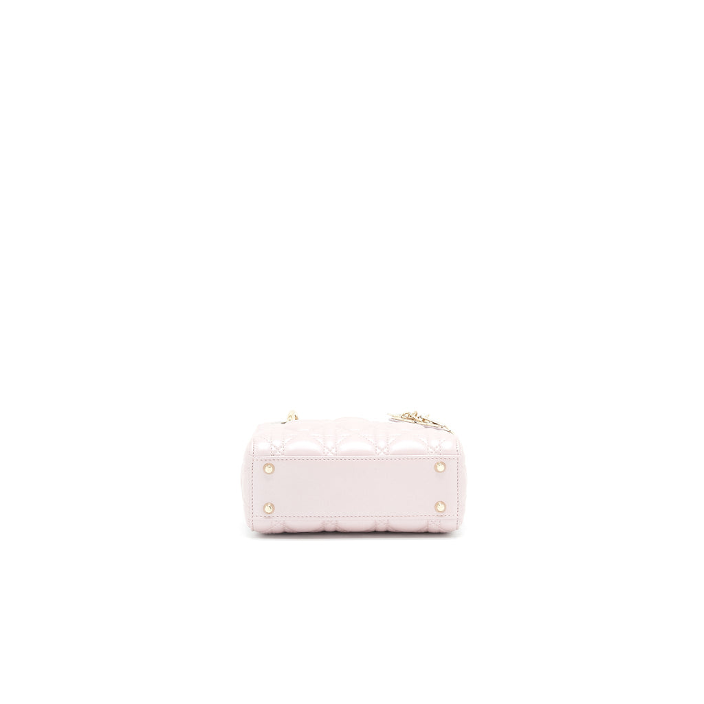 DIOR LADY DIOR MINI TOTE BAG PINK WITH LGHW
