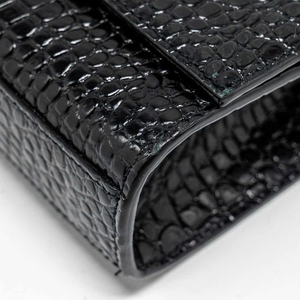 SAINT LAURENT/YSL KATE TASSEL BAG CROC-EMBOSSED CALFSKIN BLACK GHW