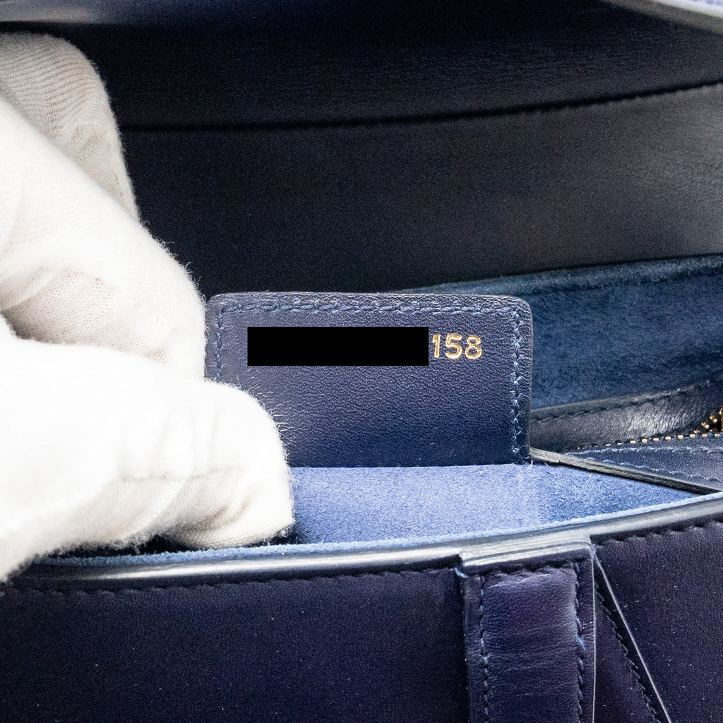 DIOR MEDIUM SADDLE BAG CALFSKIN NAVY GHW WITH BLACK OBLIQUE STRAP