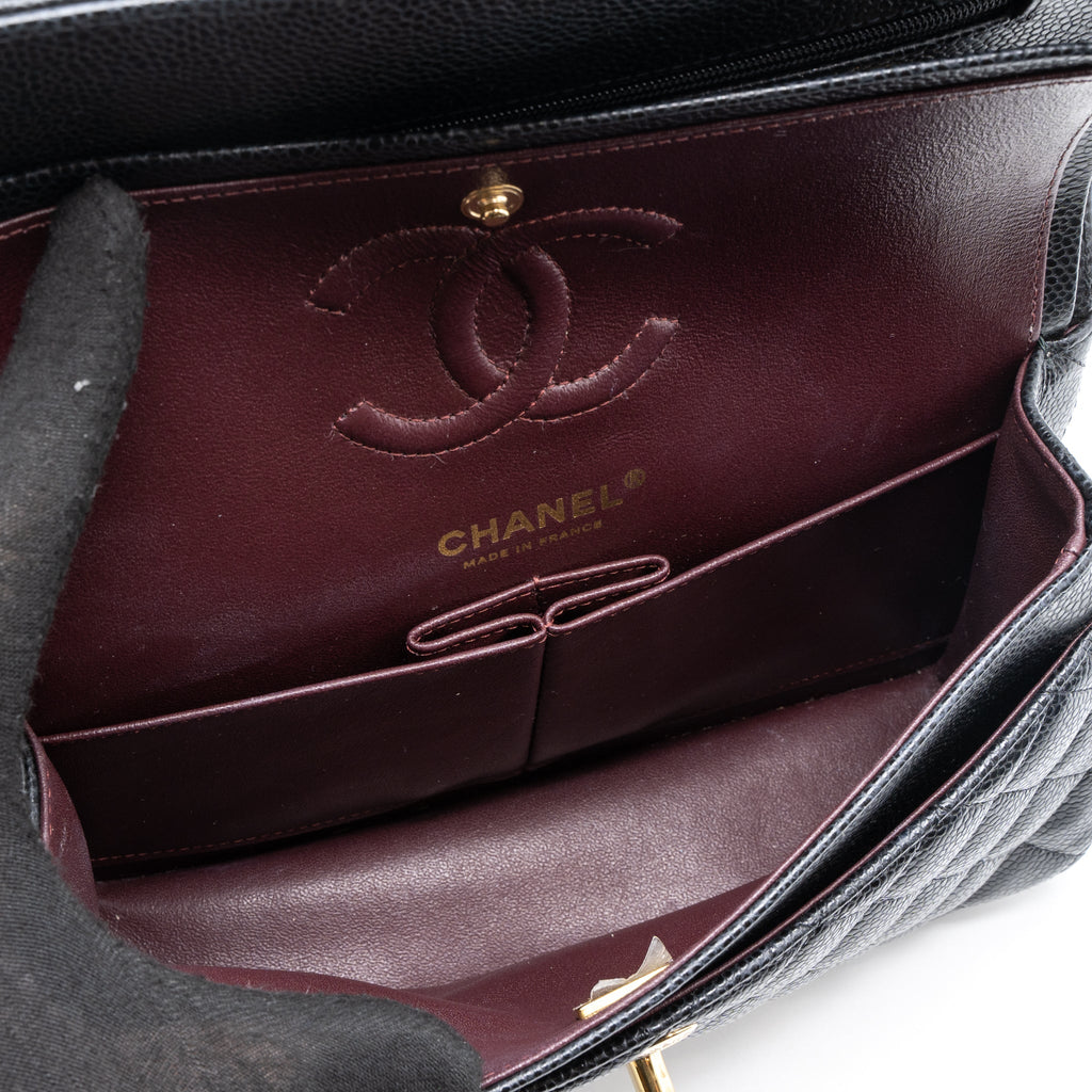 CHANEL SMALL CLASSIC DOUBLE FLAP BAG CAVIAR BLACK GHW (MICROCHIP)
