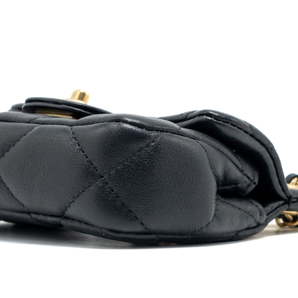 CHANEL TOP HANDLE MINI FLAP BAG WITH CHAIN CALFSKIN BLACK GHW