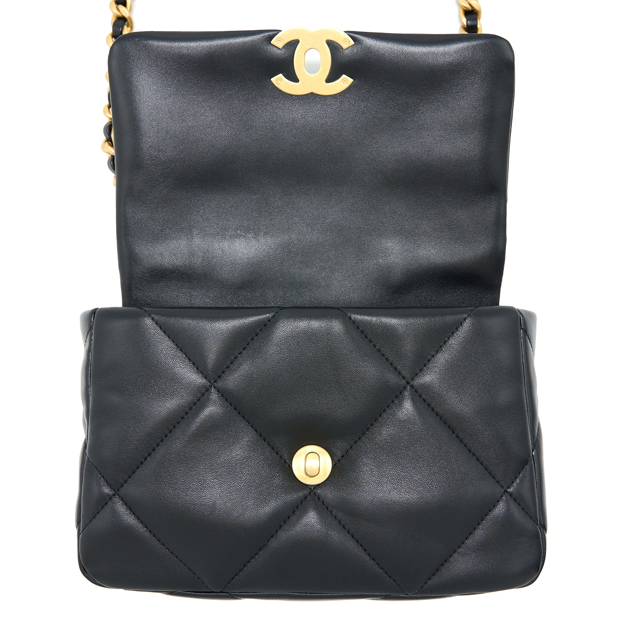 CHANEL SMALL 19 BAG LAMBSKIN BLACK MULTICOLOUR HARDWARE (MICROCHIP)