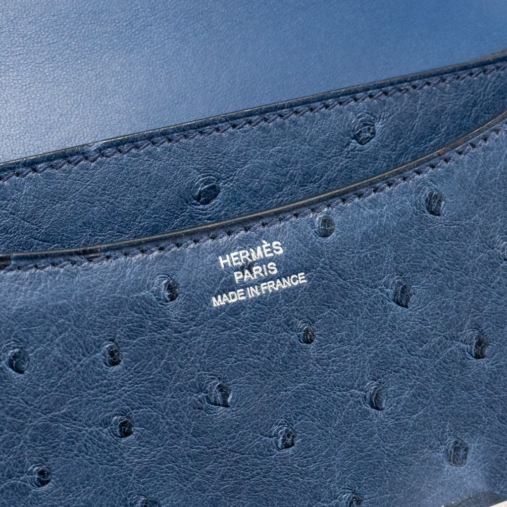 HERMES MINI CONSTANCE OSTRICH 7L BLEU DE MALTE SHW