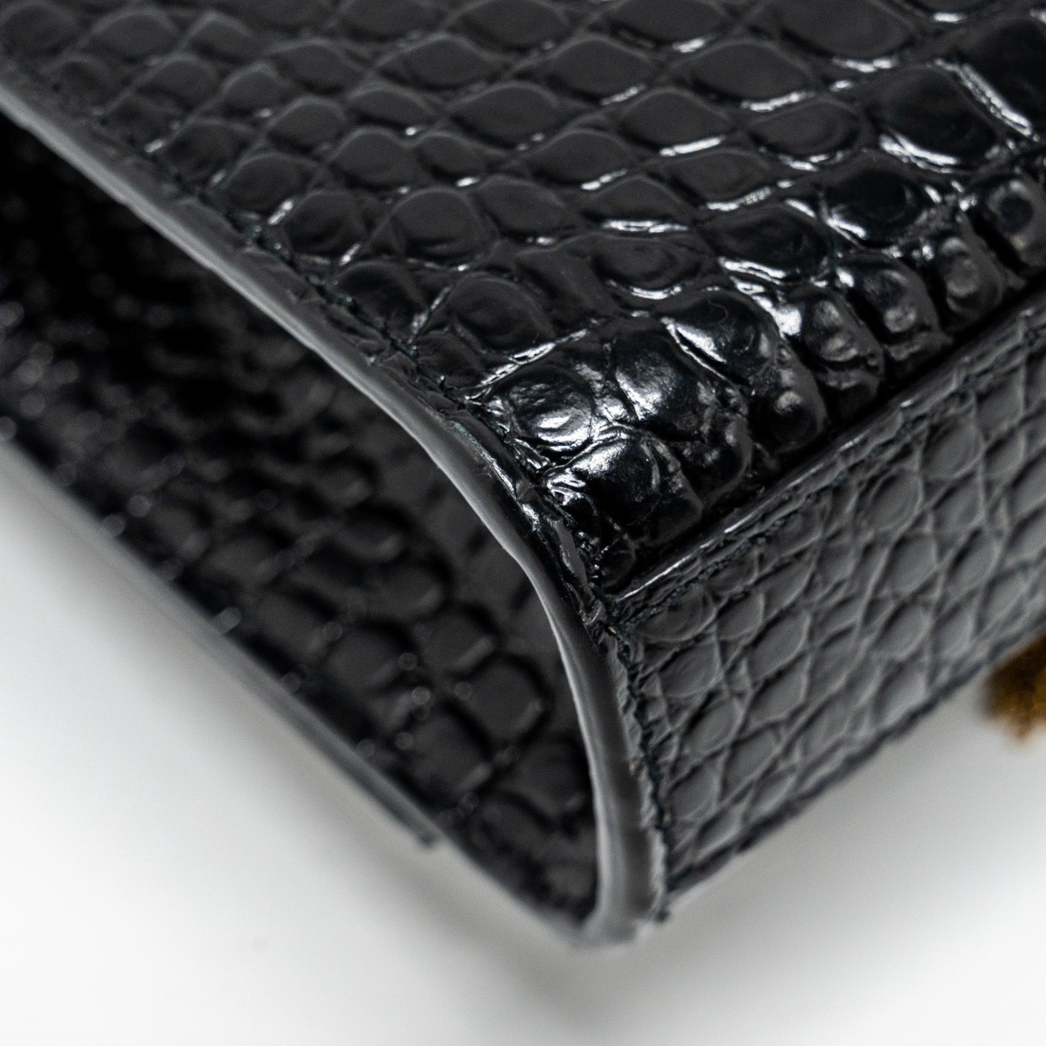 SAINT LAURENT/YSL KATE TASSEL BAG CROC-EMBOSSED CALFSKIN BLACK GHW