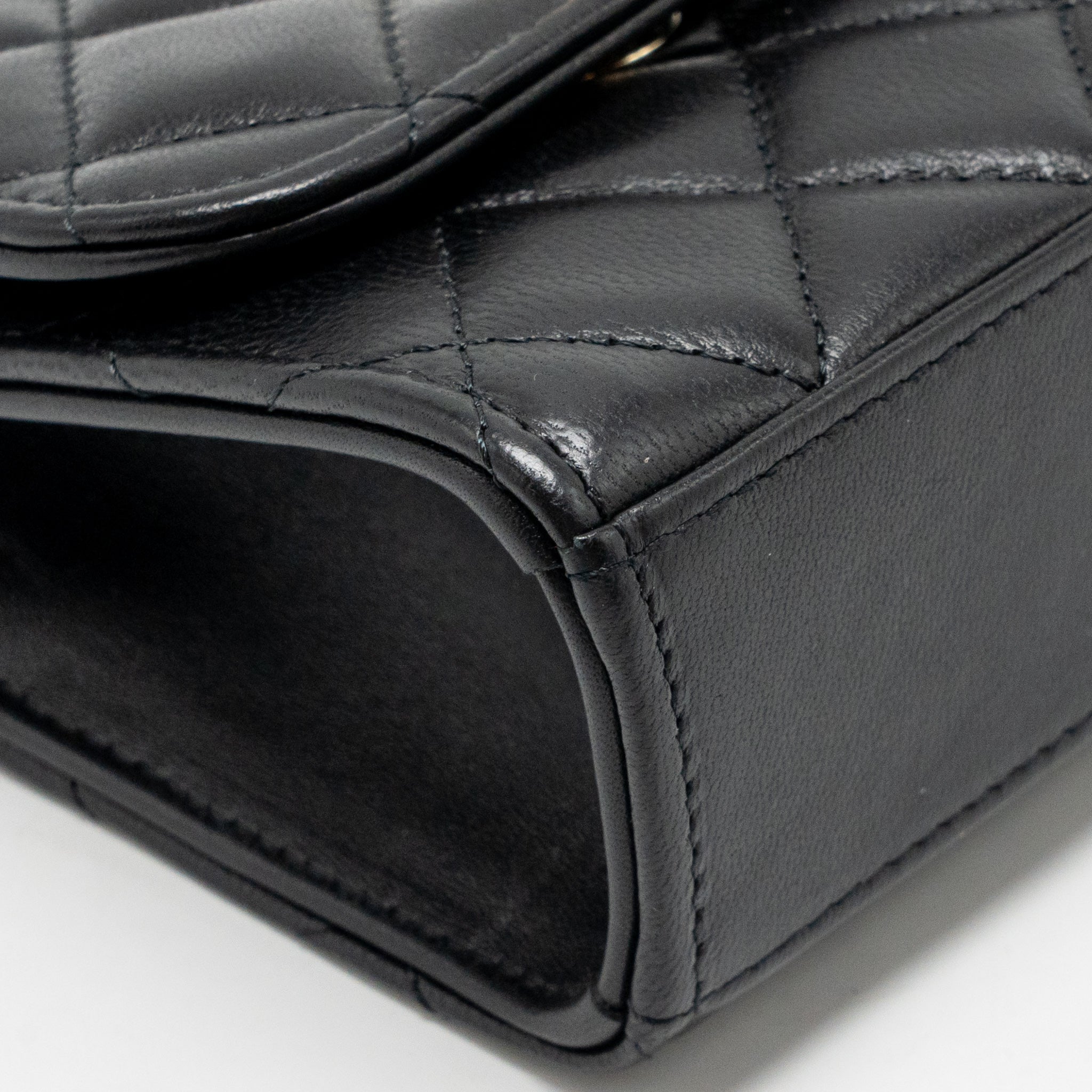 CHANEL MINI TRENDY CC CLUTCH WITH CHAIN LAMBSKIN BLACK LGHW