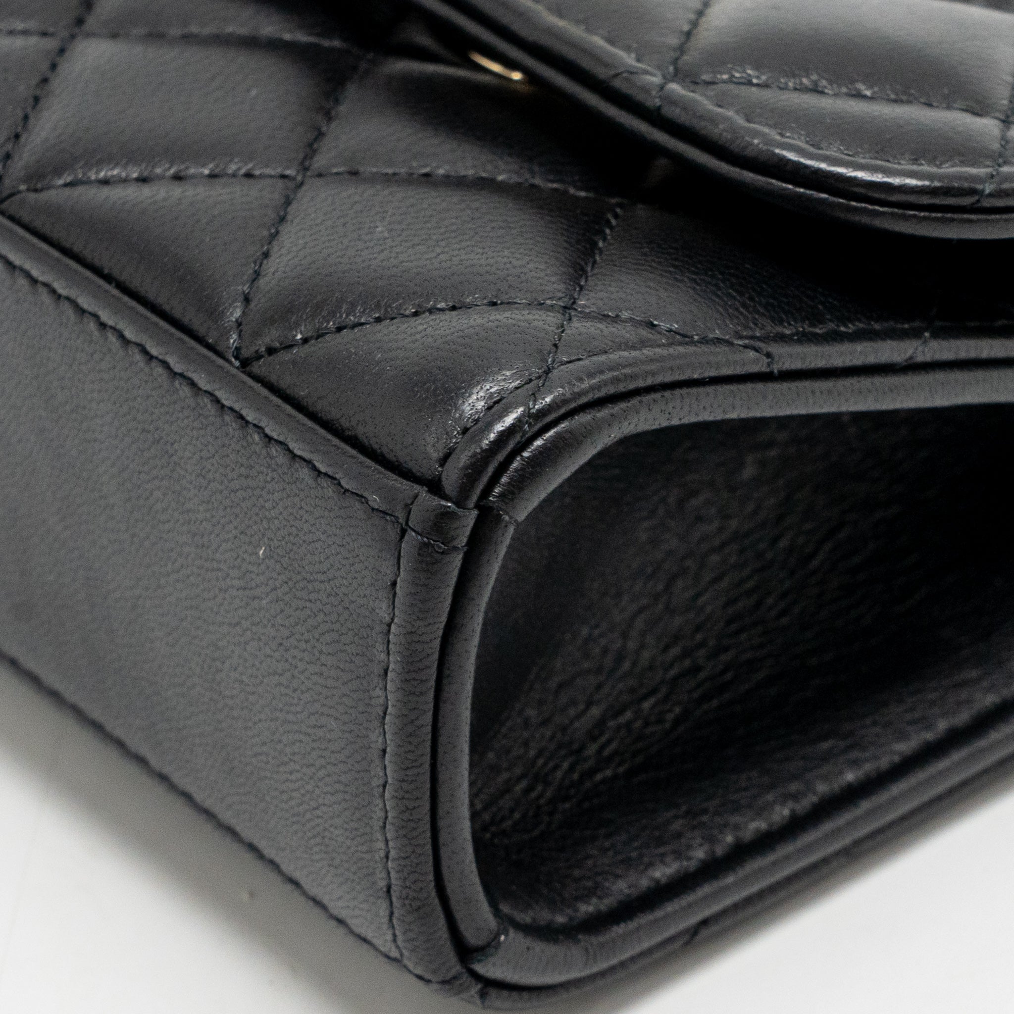 CHANEL MINI TRENDY CC CLUTCH WITH CHAIN LAMBSKIN BLACK LGHW