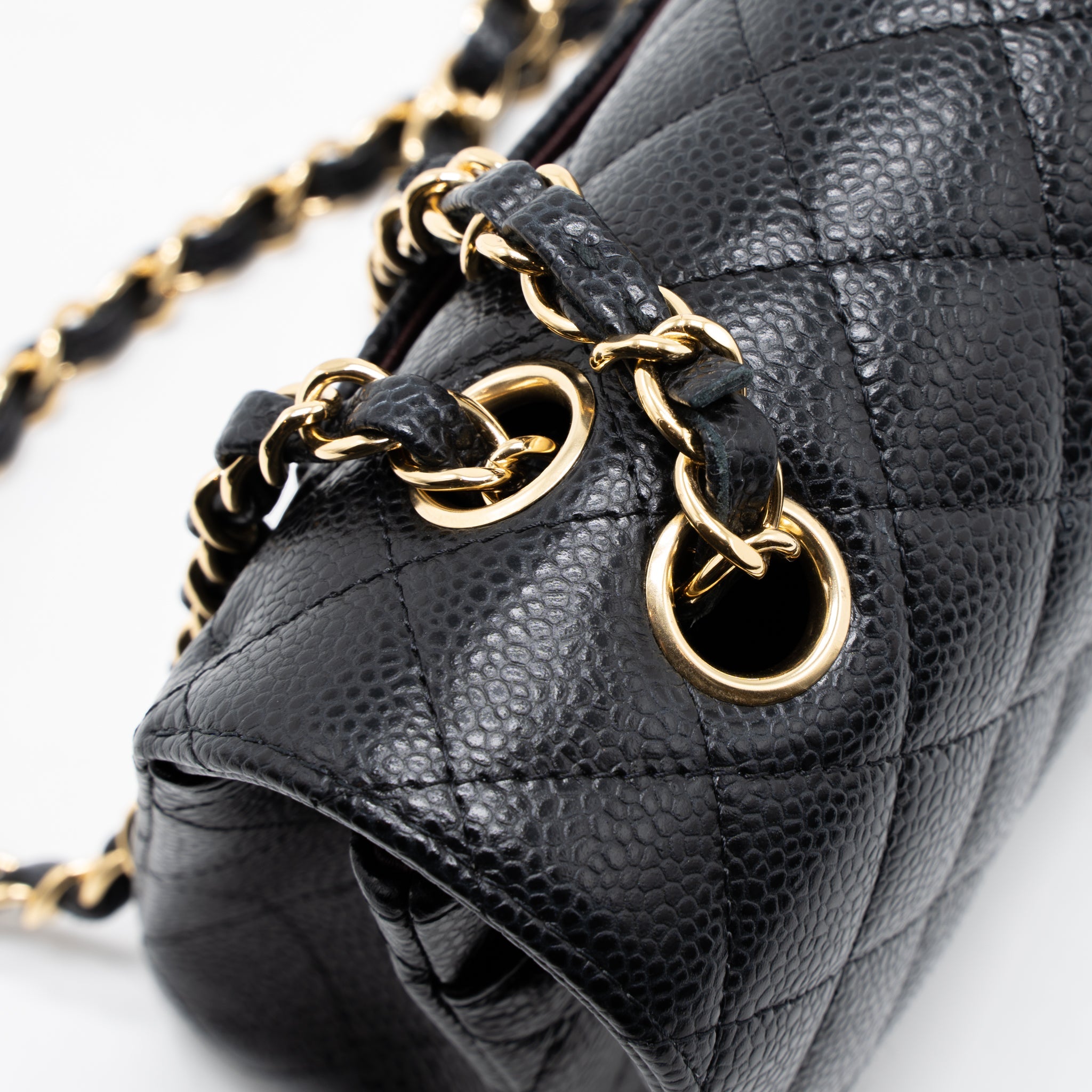 CHANEL SMALL CLASSIC DOUBLE FLAP BAG CAVIAR BLACK GHW (MICROCHIP)