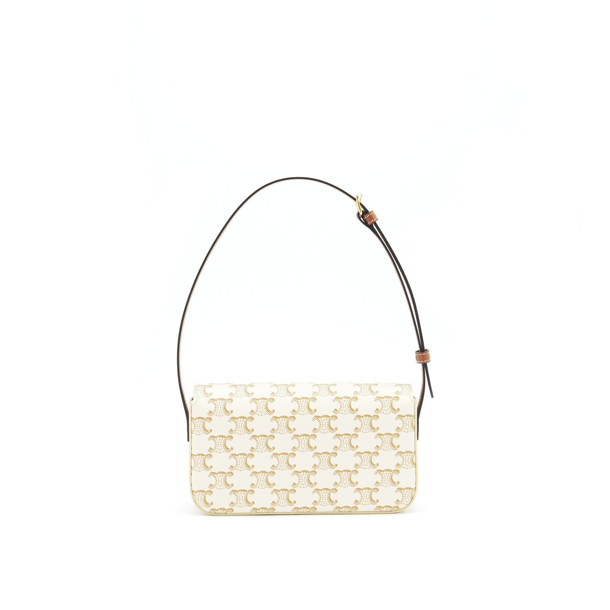 CELINE TRIOMPHE SHOULDER BAG IN TRIOMPHE CANVAS AND CALFSKIN WHITE